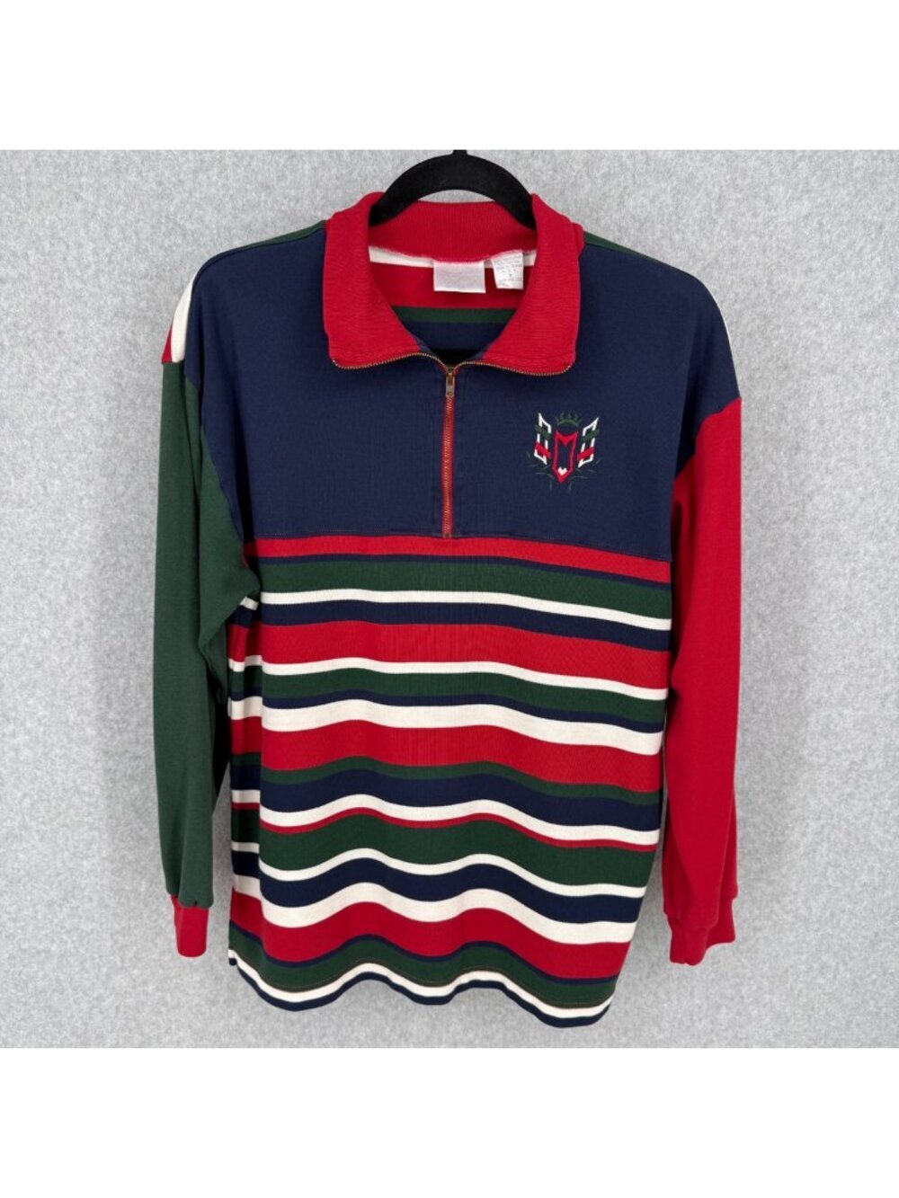 Laura Gayle Womens VTG Long Sleeve Rugby Shirt Size S Stripe Colorblock 1/4 Zip